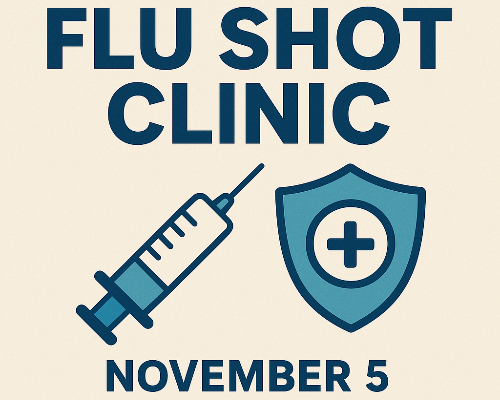  syringe and shield with flu shot and november 5 text